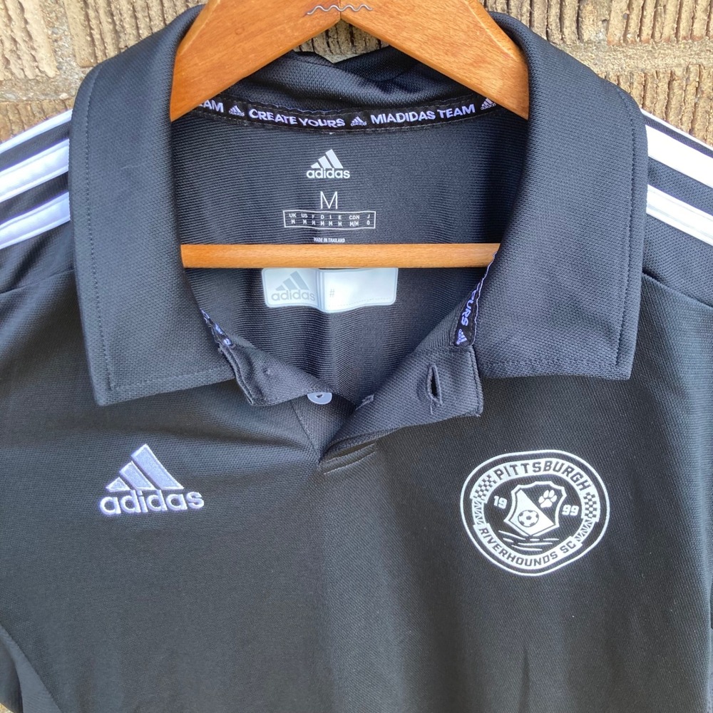 Pittsburgh‎ Riverhounds Mens Medium Adidas Soccer Polo Shirt Black Aeroready